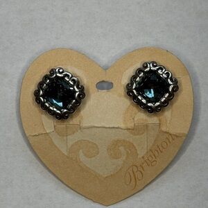 Brighton Danube square cushion cut silver plated earrings. Swarovski Crystal